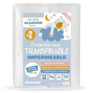 2 Protectores Colchón Cuna 100% Algodón 60 x 120 cm Impermeable Antiácaros Cubre Colchon Ajustable Certificado OekoTEX y BI-OME® Technology Funda Protectora Hecho En España (60×120 cm)