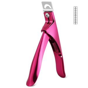 ALIIP Cortaúñas Postizas de Acero Inoxidable, Cortador de Uñas Profesional con 10 Imanes, Cortaúñas Cápsulas, Corta Uñas, Corta Tips para Uñas Postizas y Gel, Fácil Recorte (Electroforesis Rosa Roja)