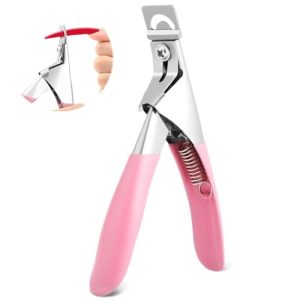 ALIIP Cortaúñas Postizas de Acero Inoxidable, Cortador de Uñas Profesional, Cortaúñas Cápsulas, Corta Uñas, Corta Tips para Uñas Postizas y Uñas de Gel, Fácil Recorte (Rosa-1 Pieza)