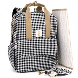 ANCRIVE,Mochila carro bebe impermeable con cambiador, mochila para carro bebe con 7 compartimentos y 9 bolsillos, ideal para hospital maternidad, paseos y viajes, mochila pañalera para mamá y papá