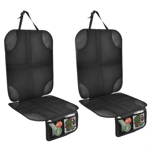 AiQInu Protector Asiento Coche, 2 Piezas Impermeable Antideslizante Compatible Protector de Asiento de Coche de Niño con 2 Bolsillos de Almacenaje para Asiento de Coche de Cuero y Tela