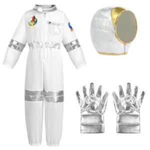 Aomig Disfraz de Astronauta para Niño con Casco y Traje – Regalo 4-8 Años