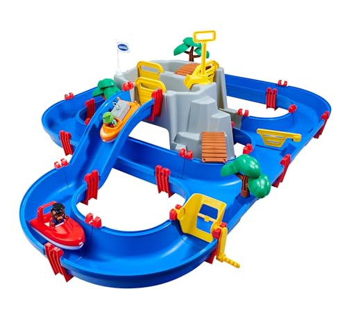 AquaPlay- Mountain Lake Circuito de Juego Acuático con Gran Cueva y Cascada, 70 piezas incluyendo 2 Figuras y 2 Barcos, A partir de 3 años