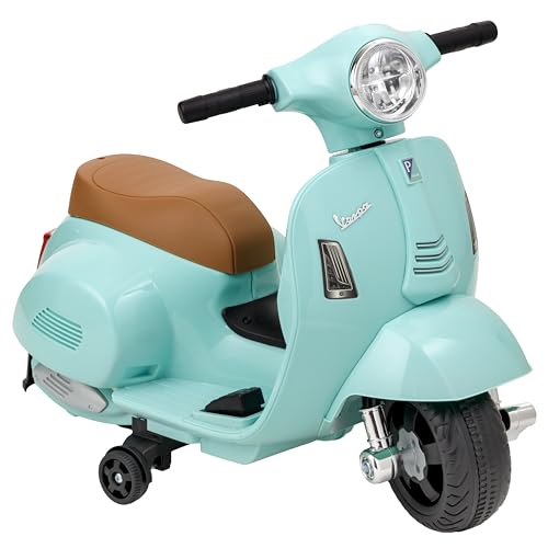 Baroni Toys Scooter Eléctrico para Niños con Licencia Oficial, Moto con Ruedas, Manillar, Faros y Bocina, Motor 6V, Velocidad 3 km/h, Interior y Exterior, 61x31x32.5 cm (Tiffany)