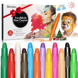 Beesjuy 12 Pinturas Cara Para Niños, Pintacaras Infantil Seguridad No Tóxica, Pintura Embarazada, Pinturas Faciales Niños para Carnaval, Halloween, Cosplay Fiesta y Party