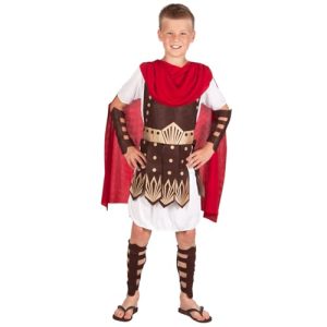 Boland – Disfraz de Gladiador para Niño, conjunto con túnica, protectores de brazos y piernas, guerrero, caballero, carnaval, fiesta de disfraces