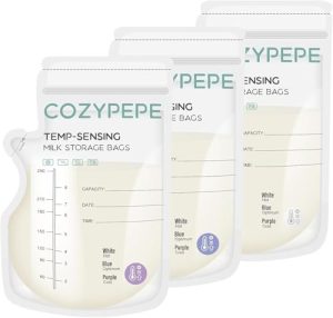 Bolsas de Almacenamiento para Leche Materna de 50 Piezas, Bolsas para Congelar Leche Materna de 8oz con Boquilla para Verter, Bolsa de Leche Materna con Cambio de Color por Sensibilidad a la Temperat