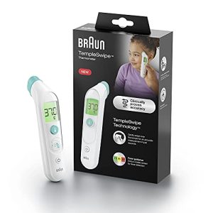 Braun Termómetro de frente Sensian 5 Swipe | Uso en el hogar | Pantalla digital codificada por colores | Apto para bebés y niños | Resultados de 3 segundos | Marca número uno entre los médicos1 |