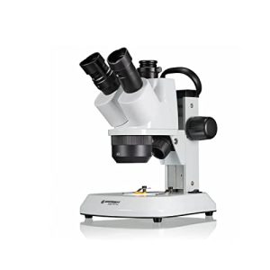 Bresser Microscopio estereoscópico trinocular Analyth STR Trino 10x – 40x con luz LED Regulable separada y asa de Transporte para Uso móvil