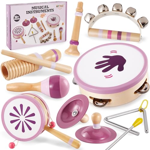 Buyger Instrumentos Musicales para Bebés, Juguete Montessori de Madera para Niños 1 2 3 años, IInstrumentos de Percusión Infantiles, Regalo para Niños Niñas (Cumpleaños/Navidad/Reyes)