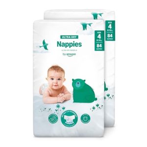 By Amazon Pañales ultra-secos, Talla 4 (8-14 kg), Con canales, Bianco, 168 Unidad (2 Paquetes de 84) – Nueva versión (Anteriormente una marca Mama Bear brand, el mismo producto)