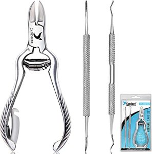CANDURE – Pinzas cortaúñas para uñas espesas/cortaúñas, pedicura podólogo en bolsa de seguridad, 1 unidad – Profesional – Acero inoxidable – Plateado