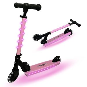 CORQUAT Patinete con Luces led, Patinete Plegable, Altura Ajustable para niños de 3 a 10 años, Scooter Capacidad de Peso hasta 60kg. (Rosa)