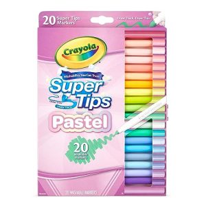 CRAYOLA Pastel – Rotuladores de punta media lavables (20 unidades, para escuela y ocio, 20 colores pastel