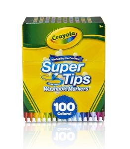 CRAYOLA SuperTips – Rotuladores lavables con punta cónica, 100 colores únicos, ideales para dibujo creativo, hand lettering y bullet journaling