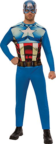 Capitan América Rubies Disfraz Clásico para adultos, Jumpsuit impreso con máscara, Licencia Oficial Marvel para fiestas, cosplay, despedidas de soltero y Carnaval