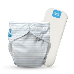 Charlie Banana Pañal de Tela Reutilizable con Inserto Absorbente, Pañal Lavable Tipo Bolsillo con Broches, Talla Única Ajustable para Bebés y Niños Pequeños, Pencil Stripes Blue, 1 Unidad