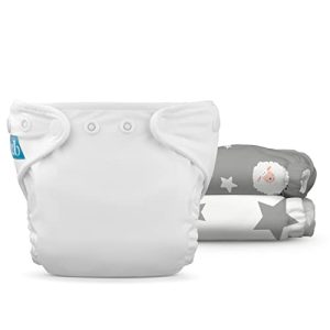 Charlie Banana Pañales de Tela Reutilizables con Insertos Absorbentes, Pañales Lavables Tipo Bolsillo con Broches, Talla Recién Nacido para Bebés, Night Nite, Pack de 3