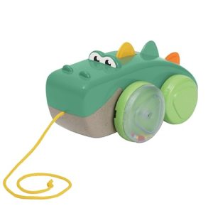 Chicco, Cocodrilo Pull Along para Arrastrar, Cuerda de 50 cm, Ruedas con Bolitas, Movimiento Basculante, Plástico Reciclado, Juguete Niños 12-36 Meses