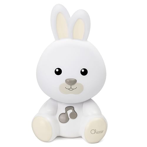 Chicco Luz Nocturna Conejito, Lámpara Portátil con Forma de Conejo, Música Clásica y Sonidos Relajantes, Dos Modos: Luz Nocturna y Luz Guía Portátil, desde 0 meses.