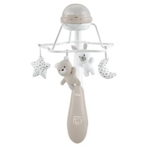 Chicco Móvil de Cuna Arcoiris Evolutivo 3 en 1, con Mando a Distancia, Sonidos de Naturaleza y Música clásica, Proyector en Techo, 2 Modos de Proyección, Compatible Mini Cuna Next2me, Beige