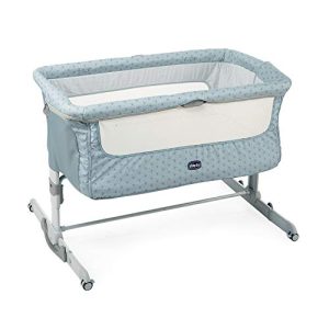 Chicco Next2Me Dream, Cuna Colecho Bebé, Cuna para recién Nacidos, con Colchón, Barra Abatible, Altura Regulable, 4 Ruedas y Bolsa de Viaje, 0-6 Meses, 9 Kg, Azul Claro