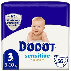 DODOT Sensitive – Pañales, 6 A 10 Kg, Blanco, Talla 3, Vanilla, 56 Unidad
