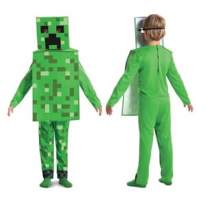 Disfraz de Creeper de Minecraft para niños, producto oficial con licencia de Minecraft, detalles pixelados, incluye cuerpo de bloque de Creeper y cabeza de Creeper, para niños de 4 a 6 años