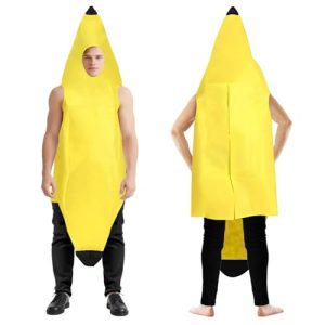 Disfraz de Plátano para Adultos Hombre y Mujer Unisex, Divertido Traje de Fruta Amarilla para Fiestas, Carnaval, Halloween, Eventos Temáticos y Despedidas de Soltero, Talla Única Cómoda (150-170CM)