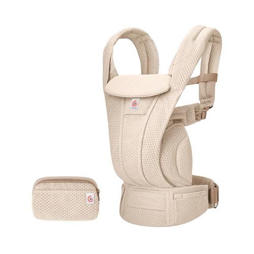 Ergobaby Omni Deluxe – Portabebés todo en uno para recién nacidos desde el nacimiento hasta 20 kg, ergonómico de malla de 4 posiciones, sistema de viaje, color beige natural