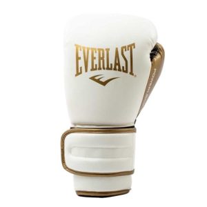 Everlast Powerlock 2R 16oz Guantes de Boxeo (Blanco/Oro)