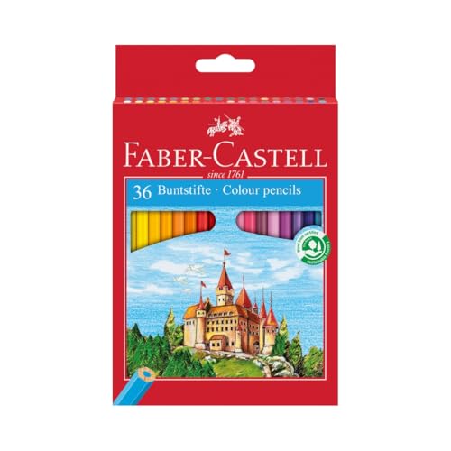 FABER-CASTELL 120136 – Set de lápices de colores Castel, 36 lápices de colores para niños y adultos
