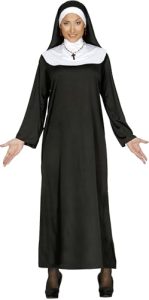 FIESTAS GUIRCA | Disfraz de Monja para Mujer (42-44/L) – Vestido y Cofia – Disfraces Religiosos para Halloween, Carnaval y Fiestas de Disfraces – Ideal para Adultas – Negro y Blanco