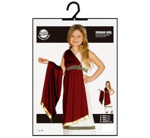 FIESTAS GUIRCA | Disfraz de Romana Infantil (3-4/Años) – Túnica, Capa y Cinturón – Disfraces de Romanos y Griegos para Halloween, Carnaval y Fiestas de Disfraces – Ideal para Niñas – Granate y Beige