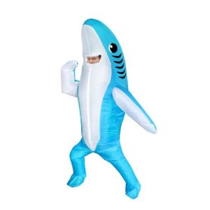 FXICH Disfraz Hinchable de Tiburón Azul para Adulto, Traje Inflable Divertido para Halloween, Carnaval y Fiestas de Cosplay (150-190 cm)
