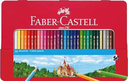 Faber-Castell 115886 – Estuche de Metal con 36 lápices de Colores