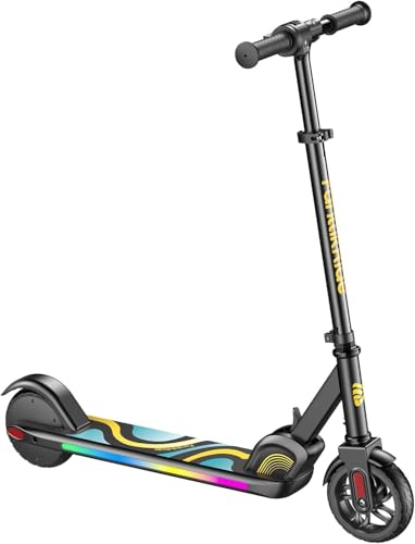 FanttikRide C9 Pro Patinete Eléctrico para Niños 120-160 cm, Luces Arcoíris, Velocidades 8/13/16 km/h, Alcance 8 km, Pantalla LED, Altura Ajustable, Plegable, hasta 60 kg, Negro