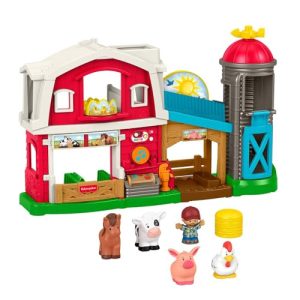 Fisher-Price Little People Granja de Cuidado de Animales. Juego con aprendizaje progresivo para niños pequeños de 1 a 5 años. Edición en italiano, español castellano, portugués e inglés. JGX09