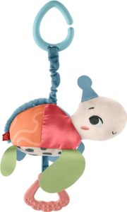 Fisher-Price Planet Friends Tortuga rebotes y tintineo Juguete para Cochecito de bebé recién Nacido con mordedor, Fabricado con un 80% de plástico Reciclado y Embalaje Certificado FSC, (Mattel HKD62)