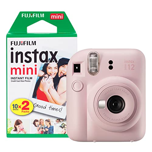 Fujifilm Instax Mini 12 – Cámara instantánea con Paquete de 20 películas de Disparo, Rosa Flor