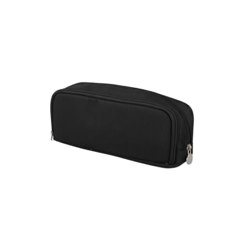 Genérico Estuche Escolar de Lona con Forro Interior y 3 Compartimientos, Gran Capacidad 23.5 cm, Organizador de Lápices y Material Escolar – Disponible en Rosa, Azul y Negro (Negro)