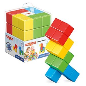 Geomag Magicube – 16 Cubos – Bloques de Construcción Magnética para Niños – Green Line – Juguetes Educativos de Plástico 100% Reciclado