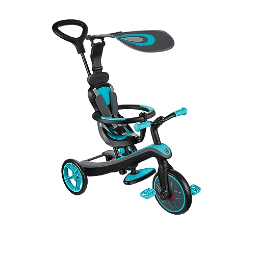 Globber – Explorer Trike 4 in 1 – Triciclo y Bicicleta de Equilibrio Todo en uno para niños pequeños de 10m + a 5 años +, Verde Azulado