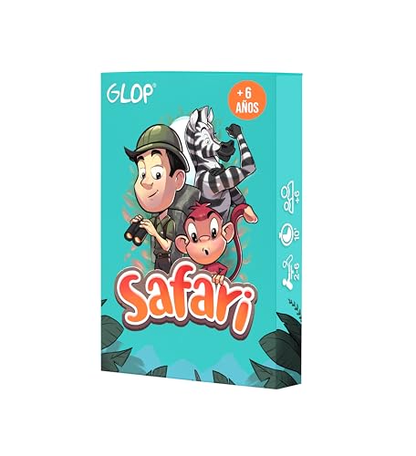 Glop Safari, Juegos de Mesa Niños 6-99 Años – Juego de Cartas Familiares – Juego de Mesa 2-6 Jugadores – Partidas Rápidas y Divertidas – Regalo Niño y Niña 6,7,8,9,10 años cumpleaños y Papá Noel