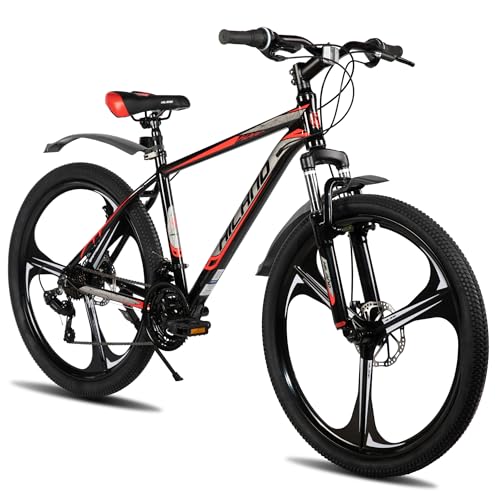 HILAND Bicicleta de Montaña 26 Pulgadas de 3 Radios Rueda, 18 Velocidades, MTB para Adultos Hombre y Mujer, Cuadro de Aluminio, Doble Freno de Disco, Negro