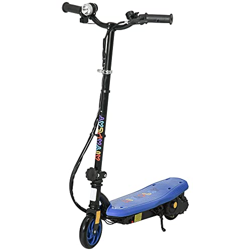 HOMCOM Patinete Eléctrico para Niños de 7-14 Años, Plegable, Patín Eléctrico, MAX. 12 km/h, Motor 120 W, Autonomía Máxima 10 km, con Manillar Ajustable en Altura, Faro LED y Freno, Azul