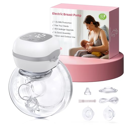 Haokoo Sacaleches Electricos Manos Libres Portatil, 201g Ligero Extractor de Leche Materna Electrico, Recargable, Sin BPA, 3 Modos y 12 Niveles, 21mm/24mm Brida, para Viajes, Oficina, 1 Pieza