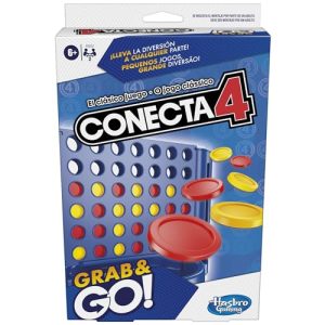 Hasbro Gaming Conecta 4 Grab and Go – Juego Portátil para 2 Jugadores – Juego Clásico Infantil para Viajes, Juegos en Familia y con Amigos,