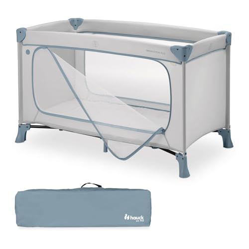 Hauck Dream N Play Plus Cuna de Viaje Bebe, Parque Infantil Plegable, Compacta con Bolsa de Transporte – Dusty Blue