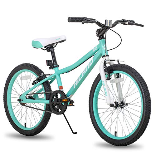 Hiland Climber Bicicleta Infantil 20 Pulgadas para Niños y Niñas de 7, 8, 9, 10, 11, 12, 13, 14 y 15 Años, Bicicletas Infantiles con Horquilla de Suspensión y Freno en V, Verde Menta